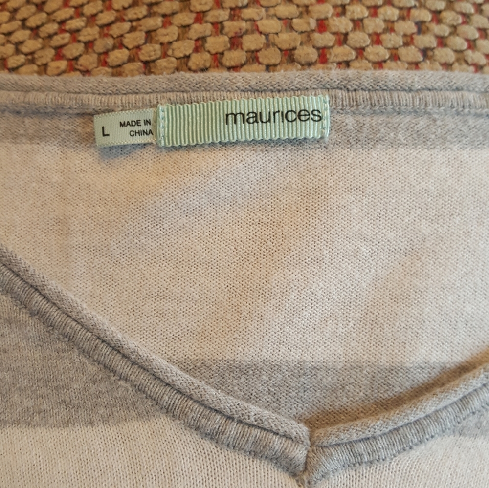 MAURICES Gray Stripe Over the shoulder Blouse - Picture 3 of 7